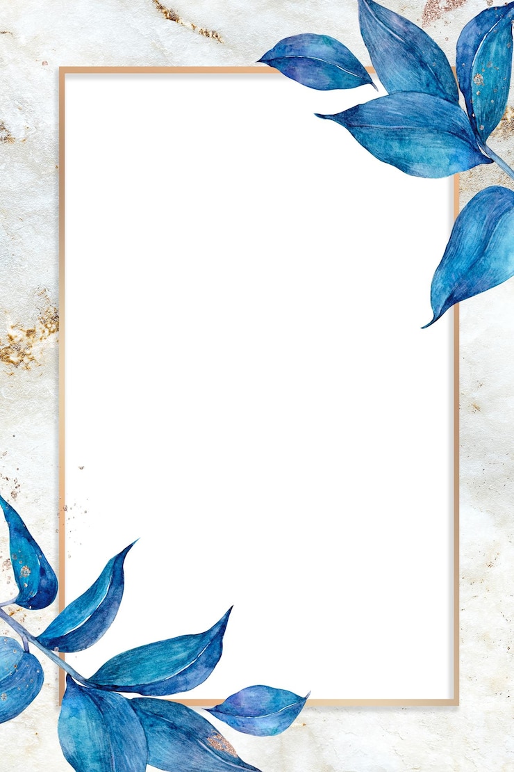 Foto blaue blume und goldener rahmen png in aquarell