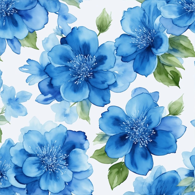 Blaue Blumen Aquarell nahtlose Muster