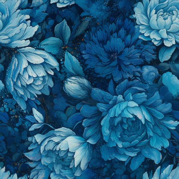 Blaue Blumen auf blauem Grund