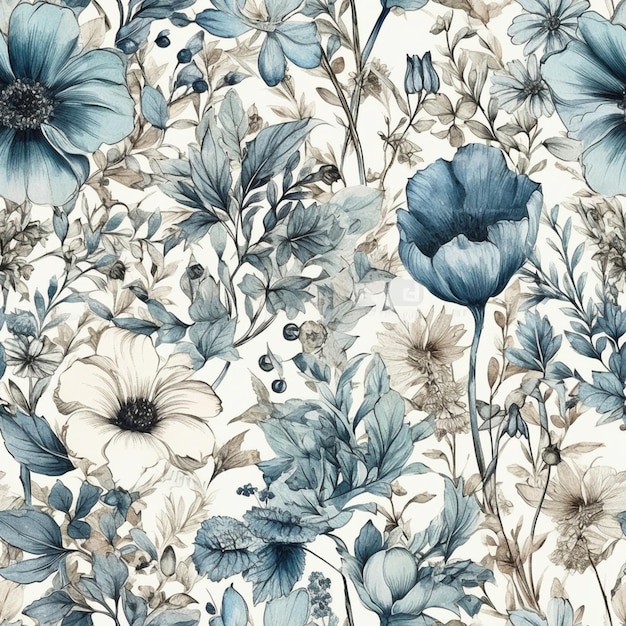 Blaue Blumen auf einem weißen Hintergrund.