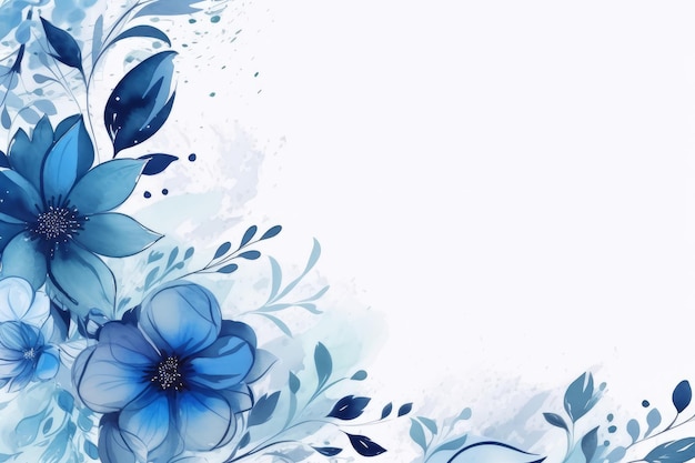 Blaue Blumen auf weißem Hintergrund mit blauem Hintergrund