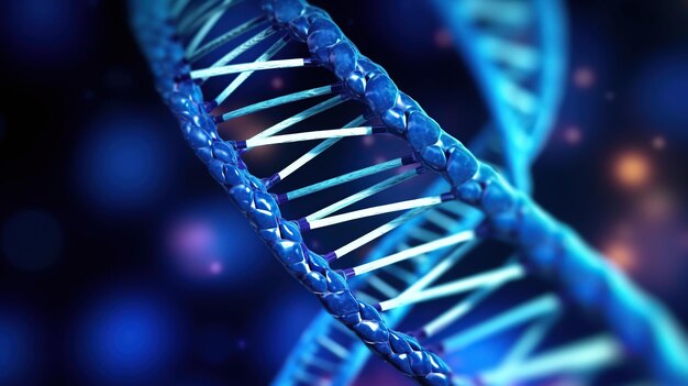 Blaue DNA-Struktur isolierter Hintergrund Generative KI