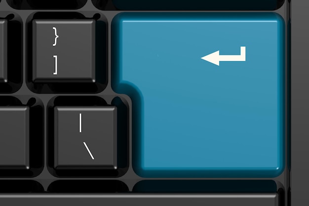Foto blaue eingabetaste auf schwarzer tastatur