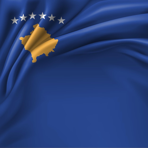 Blaue Flagge mit dem Wort Kosovo darauf