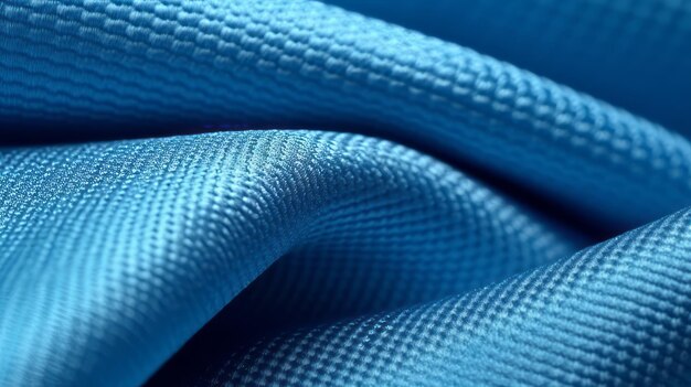 Blaue Fußballstoff-Textur mit Luftnetz Sportbekleidung Hintergrund