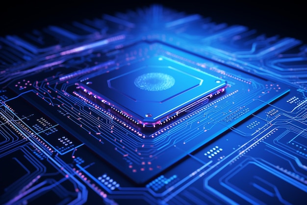 Blaue futuristische Mikrochip-Hintergrunddaten störende Technologie