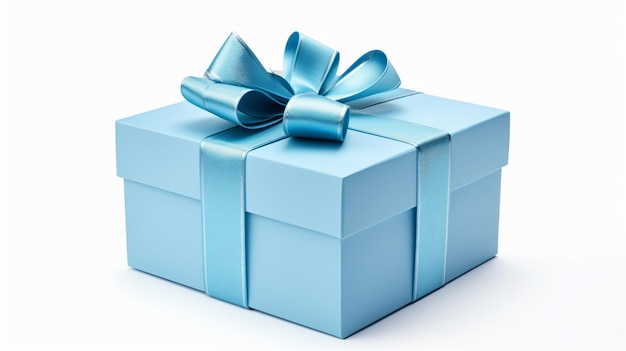 Blaue Geschenkkiste mit isolierter Bande auf weißem Hintergrund