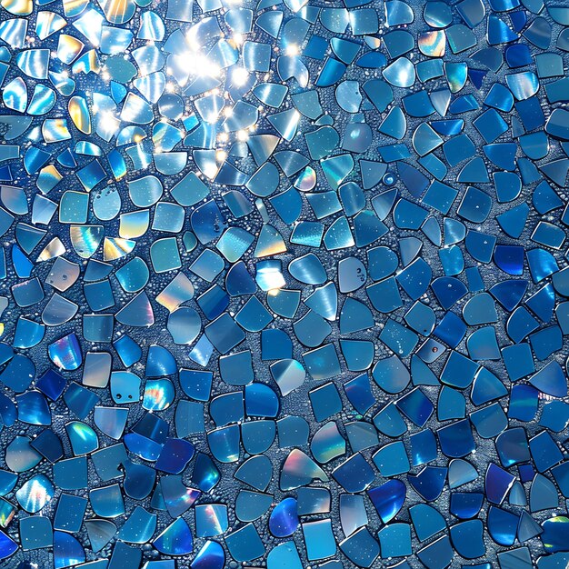 Foto blaue glasfliesen erzeugen ein fließendes muster unter der strahlenden sonne