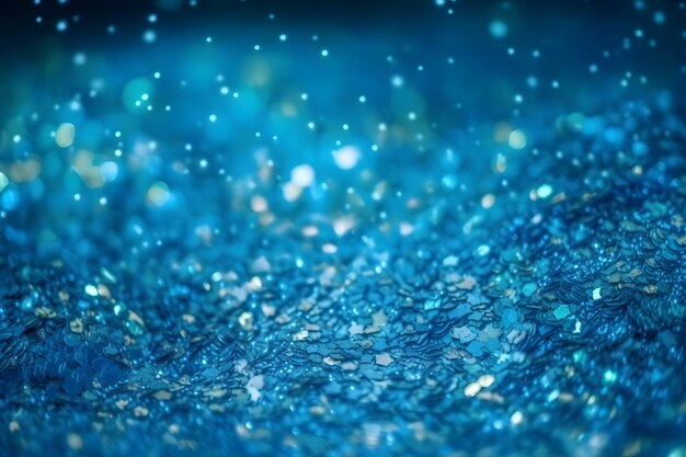 Blaue Glitzertextur mit verschwommenem Hintergrund