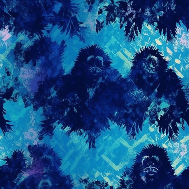 Blaue Gorillas auf blauem Hintergrund