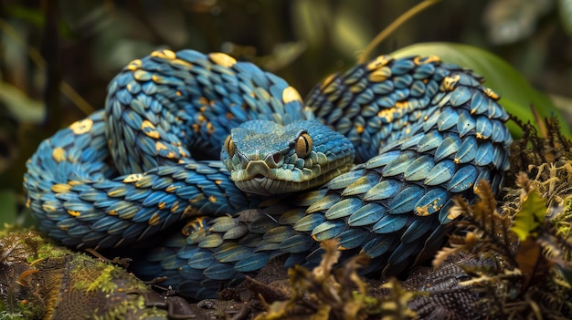 Foto blaue grube viper aus indonesien