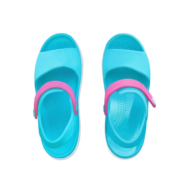 blaue Gummisandalen für Strandschwimmbad usw. Fotwear isoliert auf weiß