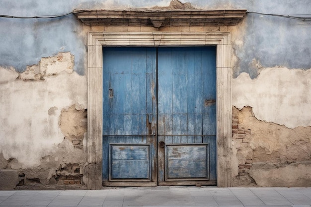 Blaue Holztüren in einer Altstadt