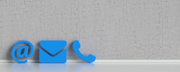 Blaue Hotline und Service Kontakt Icons als Panorama