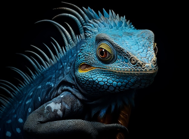 Blaue Iguana-Eidechse mit blauer Haut