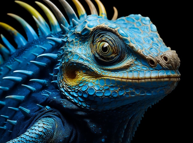 Blaue Iguana-Eidechse mit blauer Haut