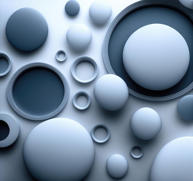 Blaue Kreise und Kugeln geometrischer Hintergrund Generative AI