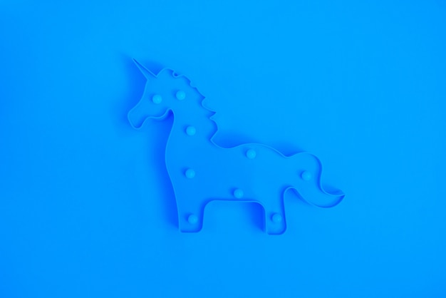 blaue led lampe einhorn flach lag einfarbig