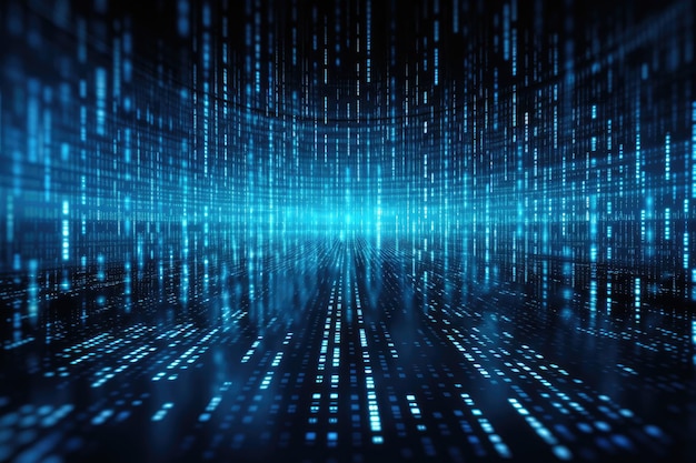 Blaue Matrix digitaler Hintergrund Cyberspace-Konzept 3D-Rendering KI generiert
