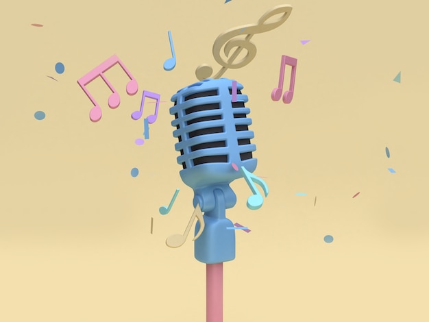 blaue Mikrofon Cartoon-Stil und viele Key Note Song