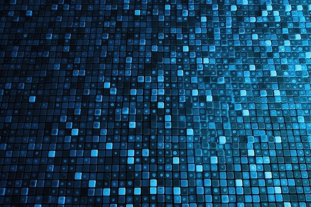 Blaue Mosaikfliesenwand mit schwarzem Hintergrund Generative KI