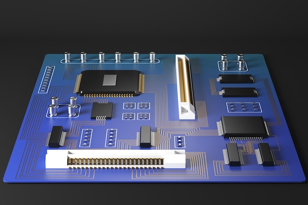 Blaue Motherboard-Vorderseite