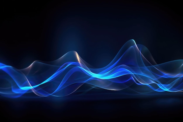 Blaue Neonfarbe abstrakte Technologie-Hintergrund Konzept-Visualisierung von Schallwellen Generative KI