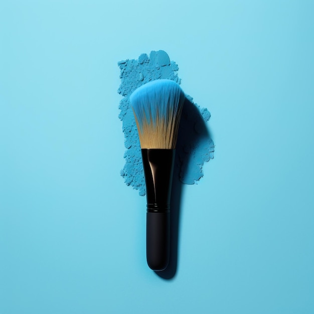 Blaue Pinsel auf blauem, flachem Hintergrund, einfach sauber und minimalistisch