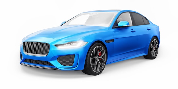 Blaue Premium-Sportlimousine 3D-Darstellung