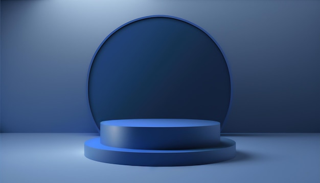 Blaue Produktvitrine auf dem Display