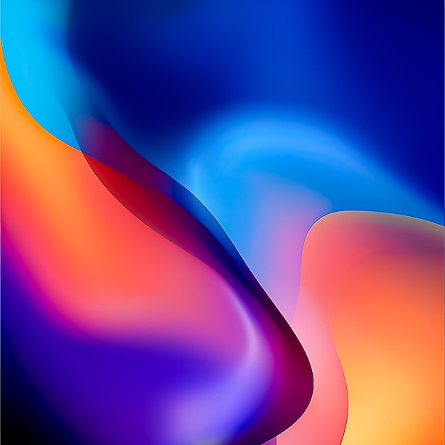 Blaue, rosa und orangefarbene Seidenwellen mit sanftem, von der KI generiertem Hintergrund