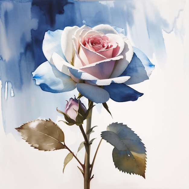 Blaue Rose Blume Hintergrund Aquarell botanische Illustration Frühlingssaison