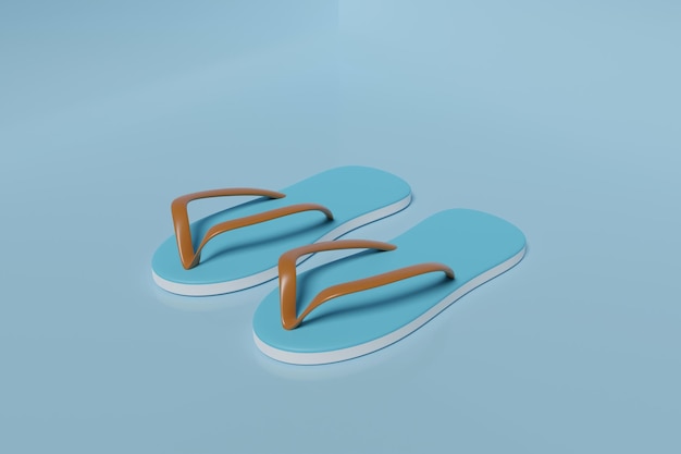 blaue Sandale im 3D-Rendering-Design.