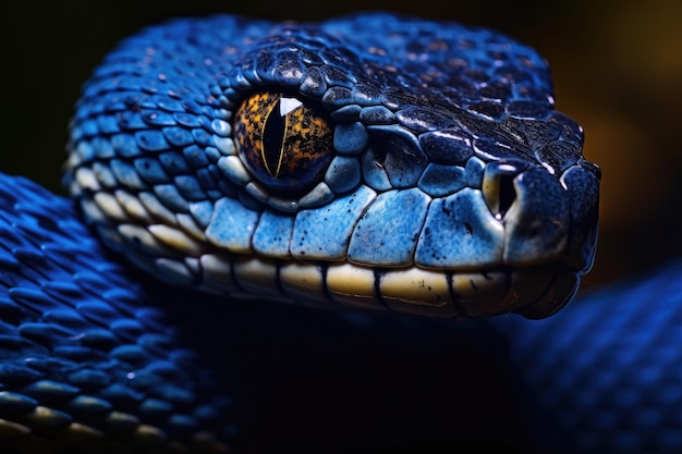 Blaue Schlange in Nahaufnahme