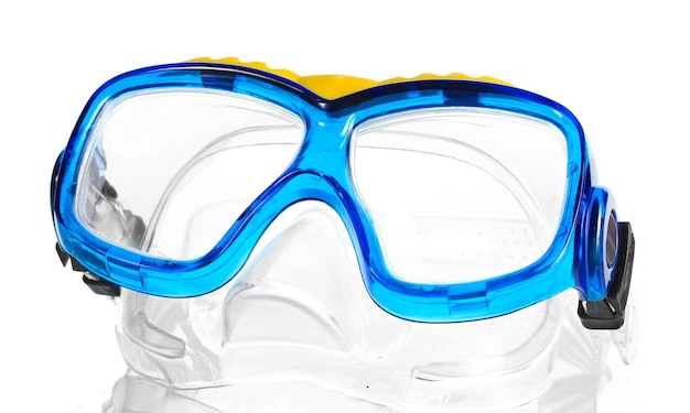 Blaue Schwimmbrille, isoliert auf weiss