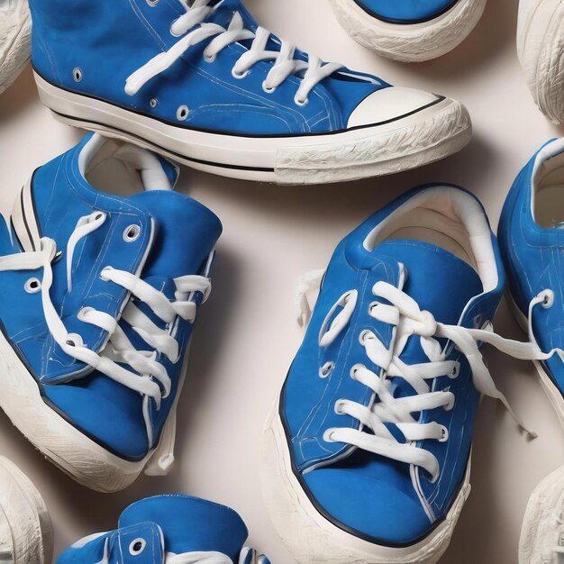 Blaue Sneakers auf einem weißen isolierten Hintergrundmuster