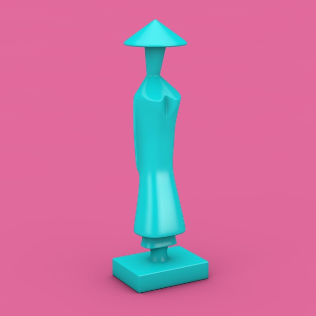 Blaue Statuetten als Symbol der vietnamesischen Frau oder des Mannes im Duoton-Stil 3D-Rendering