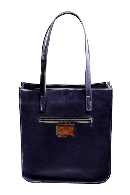 Blaue Tasche aus weichem Echtleder