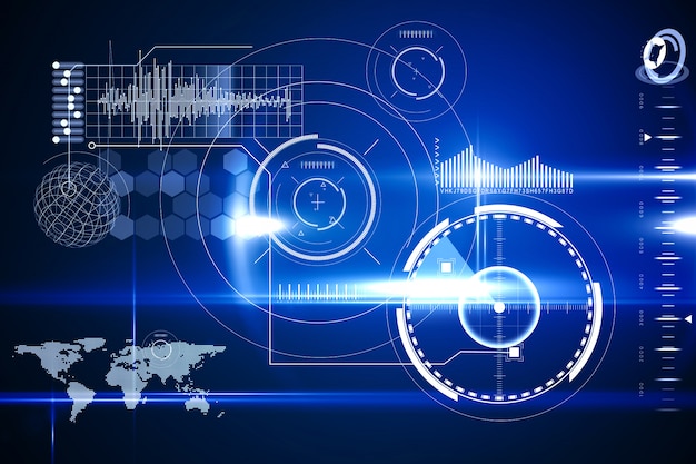 Blaue Technologieschnittstelle mit Glühen