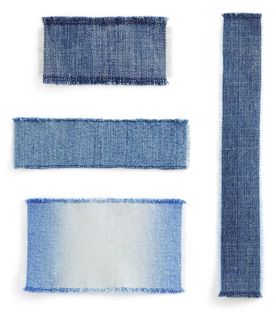 Blaue Textur der Jeans auf weißem Hintergrund