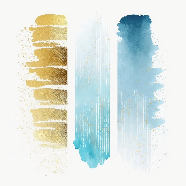 Blaue und goldene Aquarellpinsel