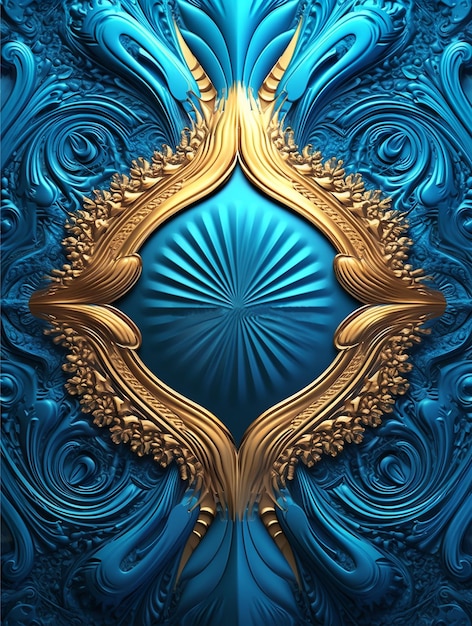 Blaue und goldene Vorlage mit ausgefallenem Muster