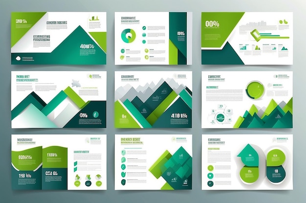 Blaue und grüne Abstract-Präsentations-Slide-Vorlagen Infografik-Elemente