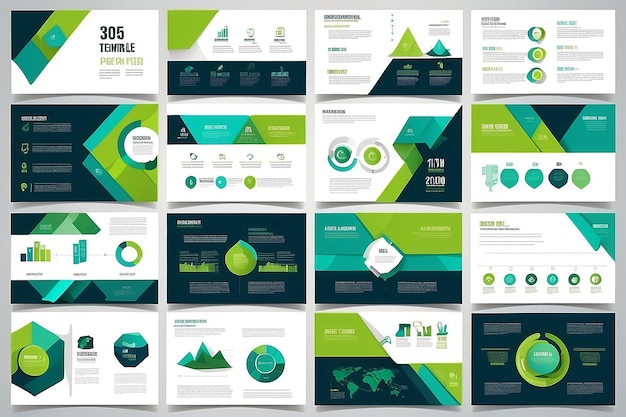 Foto blaue und grüne abstract-präsentations-slide-vorlagen infografik-elemente