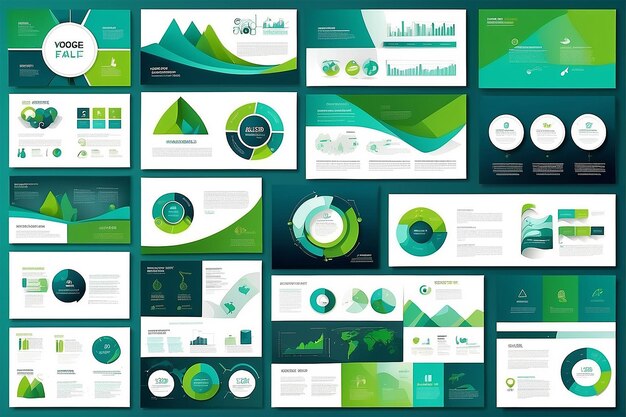 Blaue und grüne Abstract-Präsentations-Slide-Vorlagen Infografik-Elemente