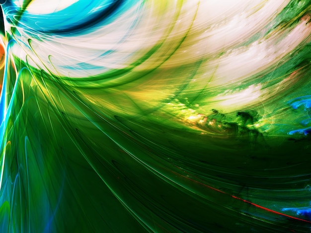 blaue und grüne abstrakte Fraktal-Hintergrund 3D-Rendering-Illustration