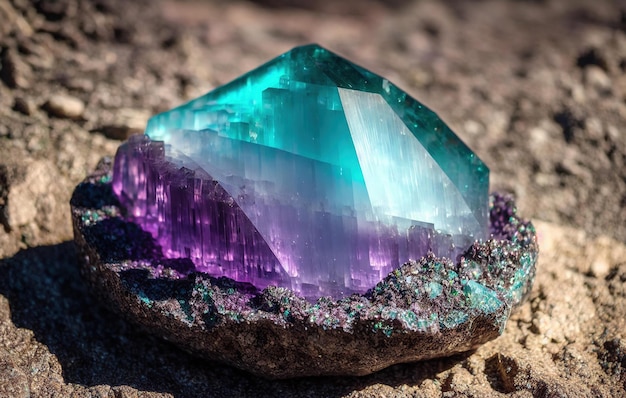 blaue und grüne Kristalle Amethyst-Kristall auf weißem Hintergrund