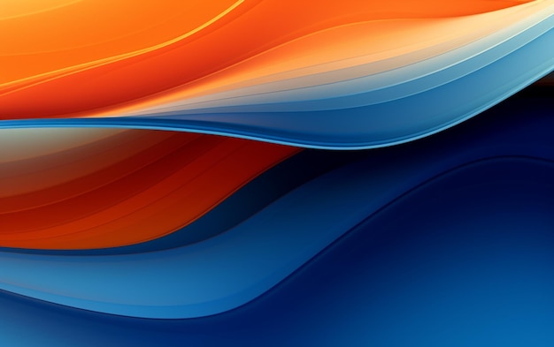 Blaue und orangefarbene Wellen, abstrakter Hintergrund für den Desktop