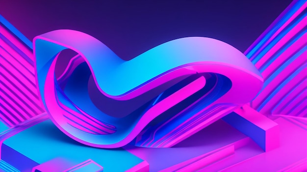 Blaue und rosa Neon-Abstrakte, hypnotisierende Hologramm-Harmonie