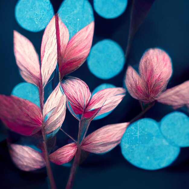 Blaue und rosafarbene abstrakte Blume Illustration für Drucke, Wandkunst, Cover und Einladung Aquarellkunsthintergrund